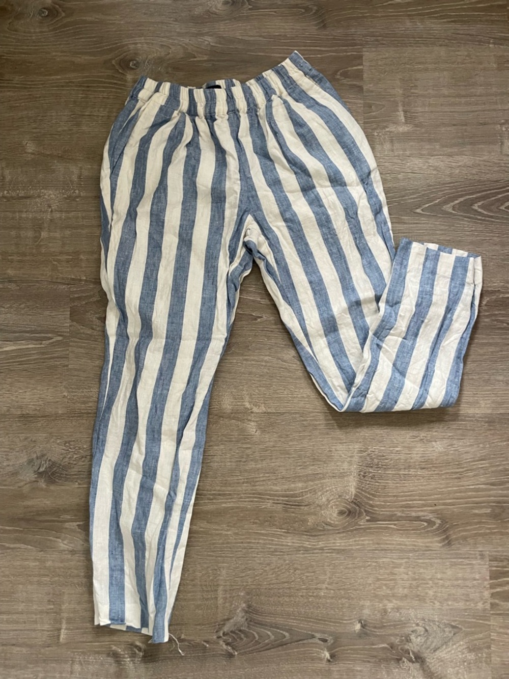 Vintage J. Crew Blue and White Striped Linen Pants